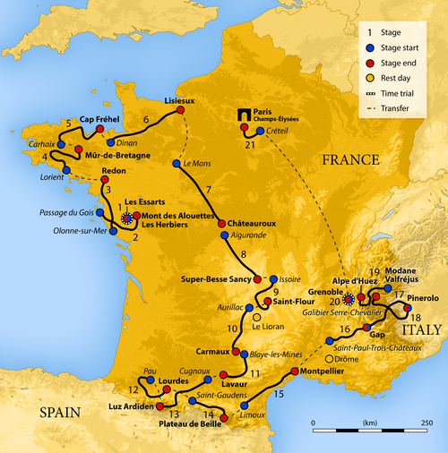 2011 Tour de France map