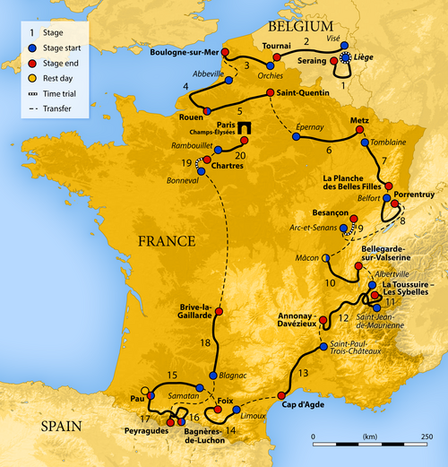 2012 Tour de France map