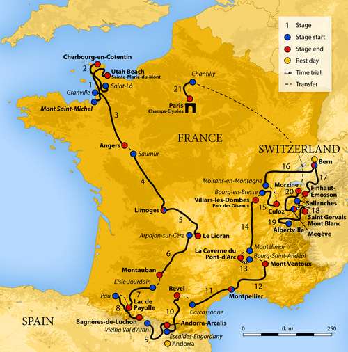 2016 Tour de France map