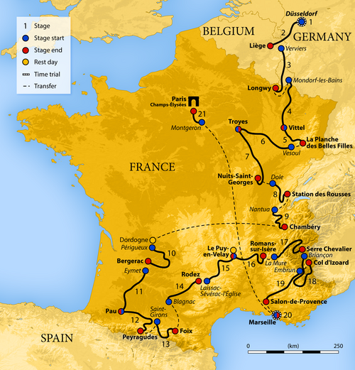 2017 Tour de France map