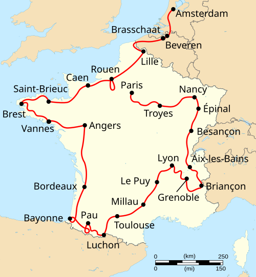1954 Tour de France map