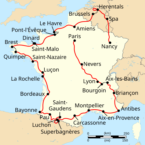 1962 Tour de France map